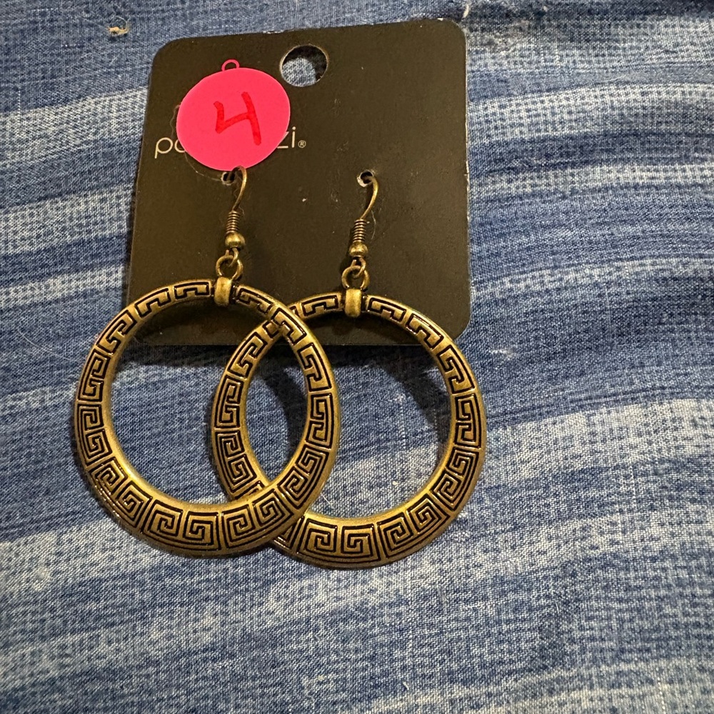 Paparazzi Gold Greek Key Hoop Earrings